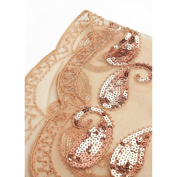 🆕 Women Cream Sequin Beaded Evening Cape Bridal Shawl Bolero Flapper Cover Up - Picture 6 of 6